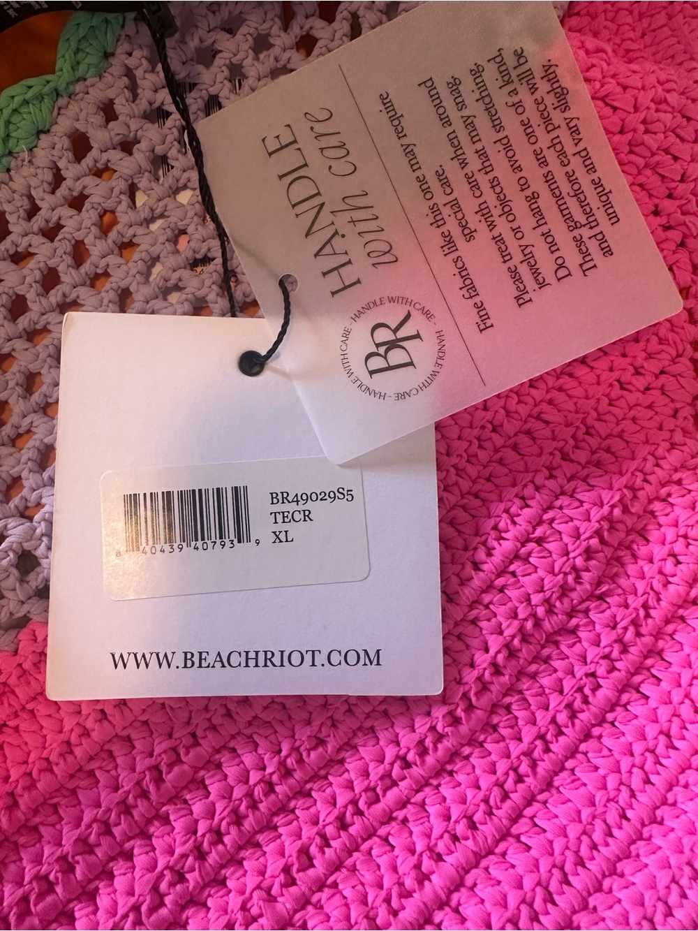 Beach Riot Crochet Two-Piece Bikini Set in Pink, Green, Lavender - Picture 5 of 7
